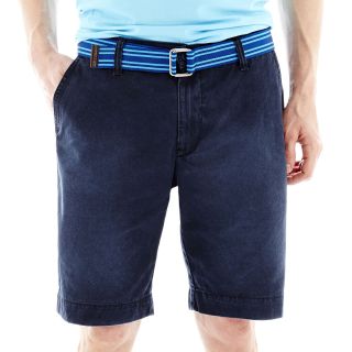U.S. Polo Assn. Belted Flat Front Shorts, Classic Navy, Mens