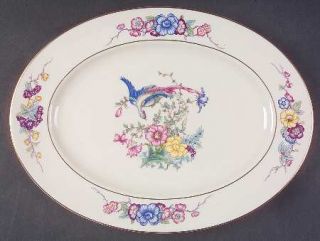 Castleton (USA) Venetian 13 Oval Serving Platter, Fine China Dinnerware   Bird