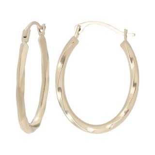 10K Gold Twist Oval Hoop Earrings, Womens