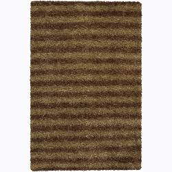 Handwoven Light Brown/gold Striped Mandara Shag Rug (26 X 76) (GoldPattern Shag Tip We recommend the use of a  non skid pad to keep the rug in place on smooth surfaces. All rug sizes are approximate. Due to the difference of monitor colors, some rug col