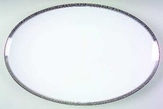 Noritake Silvester 16 Oval Serving Platter, Fine China Dinnerware   Etched Flow