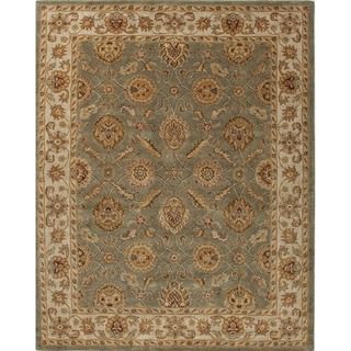 Hand tufted Traditional Oriental Green Wool Rug (10 Round)