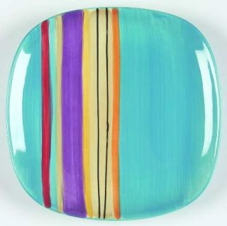 Pfaltzgraff Equator Square Salad Plate, Fine China Dinnerware   Multicolor Strip