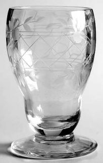 Weston Wgl46 Juice Glass   Cut Lattice,Dots,Leaves,Bulbous Stem