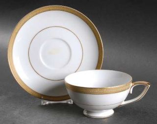 Mikasa Bristol Footed Cup & Saucer Set, Fine China Dinnerware   Gold Loops On Ye