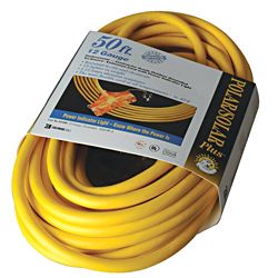 Coleman Cable Tri source Yellow Multiple Outlet Cord (YellowNumber of outlets Three (3)Conductor size 112/3 AWGCable marking SJEOW125 volts15 ampsWithstanding voltage300 voltsOperating tempature minimum  67 FarhenheitLength 25 feet )