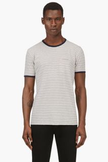 Marc By Marc Jacobs White And Navy Mariner Stripe T_shirt