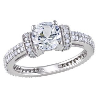10k White Gold 1/2 Carat Diamond And White Sapphire Engagement Ring (Size 5)