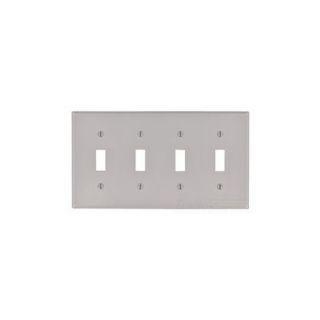 Leviton 87012 Electrical Wall Plate, Toggle Switch, 4Gang Gray