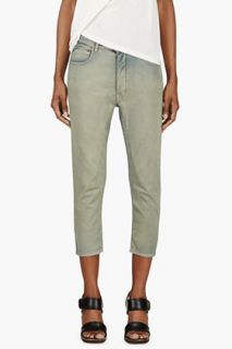 Rick Owens Drkshdw Blue And Green Torrence Cropped Jeans