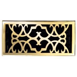 Brass Elegans Victorian 6 X 12 Polished Brass Floor Register (Solid brassHardware finish Polished and lacquered brassDimensions 6 x 12 duct openingDue to the handmade nature of this product, there may be slight variations in size and finish.)