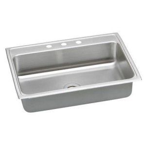 Elkay PSR31223 Pacemaker Top Mount 3 Hole Single Bowl Kitchen Sink, Stainless St