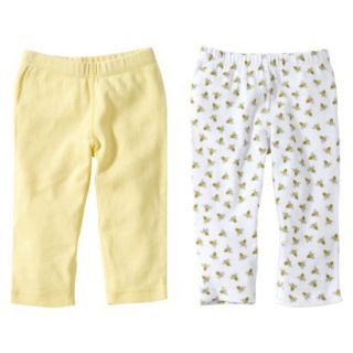 Burts Bees Baby Newborn Girls 2 Pack Solid/Print Pants   Sunshine 18 M