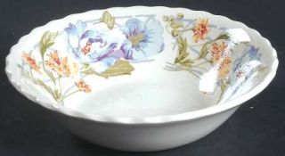 Masons Beauvais Coupe Cereal Bowl, Fine China Dinnerware   Blue & Yellow Floral
