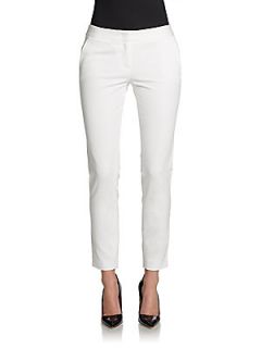 Stretch Cotton Skinny Ankle Pants   White