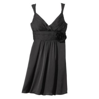 TEVOLIO Womens Plus Size Satin V Neck Dress with Removable Flower   Black   20W