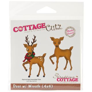 Cottagecutz Die 4x4 deer With Wreath Made Easy