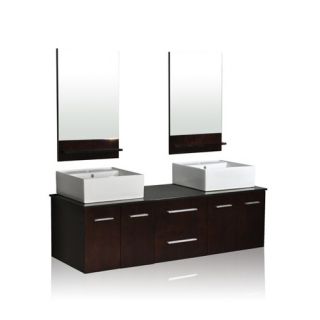 Belmont Decor DW1D472 Bathroom Vanity, Skyline 72 Double Sink Bathroom Vanity Set with Matching Mirrors, Double Ceramic Basins, Natural Marble Counter Espresso