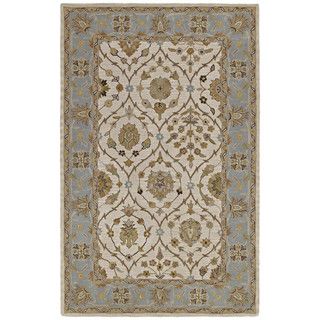 Hand tufted Lawrence Light Blue Arabesque Wool Rug (8 X 11)