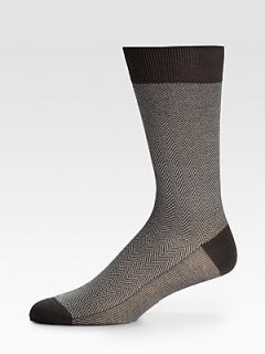 Brioni Herringbone Cotton Socks   Grey