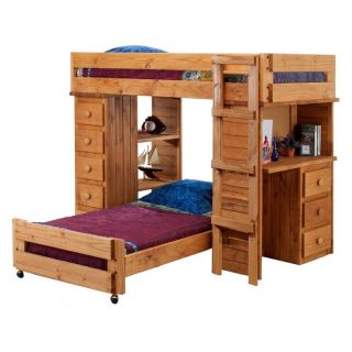 Chelsea Home Twin over Twin Student Loft Bed   Ginger Stain Multicolor  