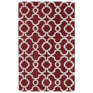 Hand tufted Cosmopolitan Trellis Red/ Ivory Wool Rug (96 X 13)