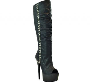 Womens Highest Heel Amber 91   Black Soft PU Boots