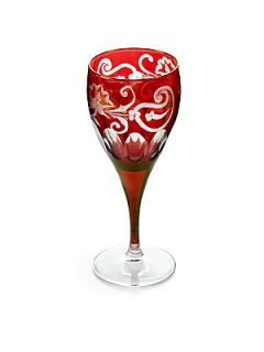 Etro Janjira Paisley Inlaid Glass Goblet   Red