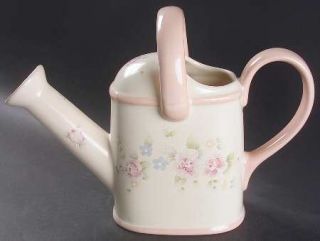 Pfaltzgraff Tea Rose Water Can, Fine China Dinnerware   Stoneware,Pink Roses,Blu