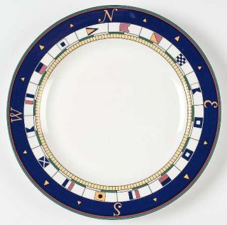 Sango Anchors Aweigh 12 Chop Plate/Round Platter, Fine China Dinnerware   Blue&