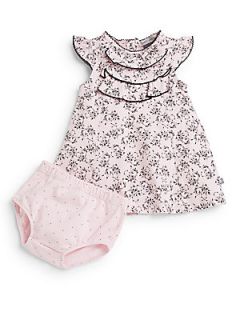 Infants 2 Piece Printed Dress & Bloomers Set   Pink