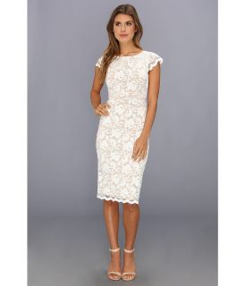 ABS Allen Schwartz Lace Dress With Exposed Back Zipper Womens Dress (White)