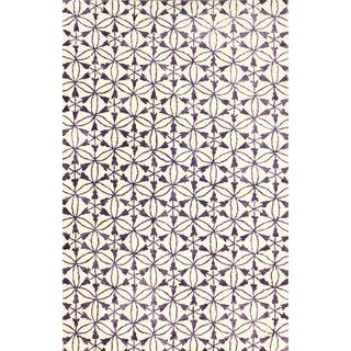 Nuloom Hand tufted Wool/ Faux Silk Modern Ring Trellis Purple Rug (76 X 96)