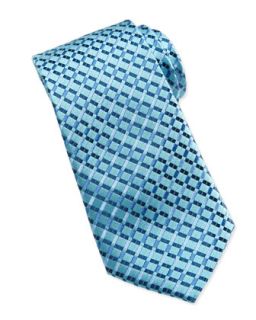 Micro Plaid Silk Tie, Aqua