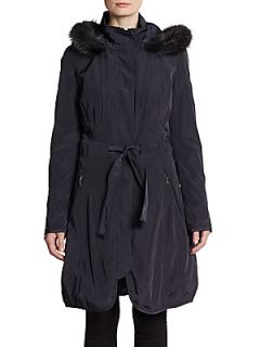Detachable Fur Trimmed Hooded Coat