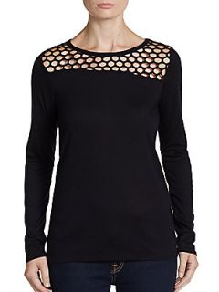 Perforated Knit Illusion Top