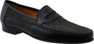 Mens Giorgio Brutini 47865   Black Leather/Fabric Penny Loafers