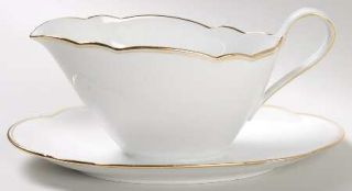Seltmann Inka Gold Gravy Boat with Attached Underplate, Fine China Dinnerware  