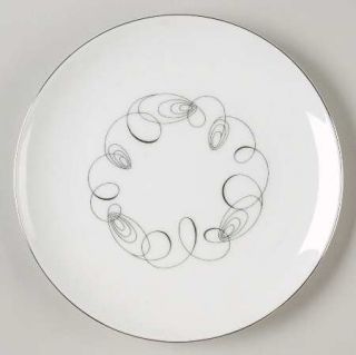 Meito Tempo (F & B Japan) Salad Plate, Fine China Dinnerware   Black Spirals In