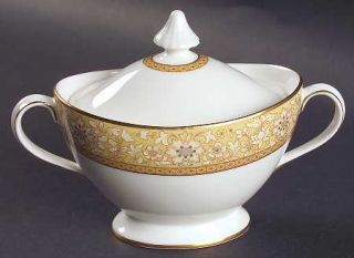 Royal Doulton Woodside Sugar Bowl & Lid, Fine China Dinnerware   Cream Flowers W