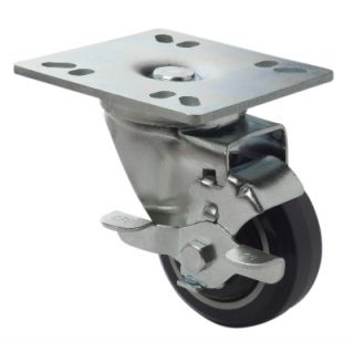 Focus Universal Plate Caster w/ Brake, 250 lb Per Caster, 4 in Diameter