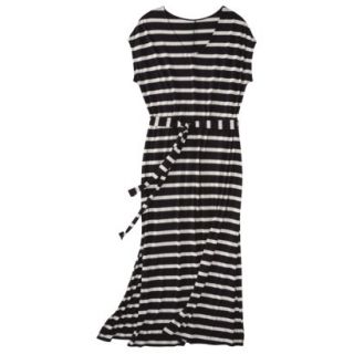 Merona Womens Plus Size Short Sleeve V Neck Maxi Dress   Black/Cream 2