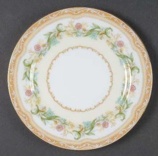 Noritake Moselle Bread & Butter Plate, Fine China Dinnerware   Tan Band,Floral R