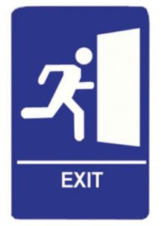 Update International Exit Braille Sign   6x9 White on Blue