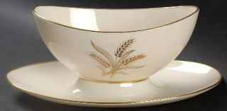 Lenox China Wheat Gravy Boat with Attached Underplate, Fine China Dinnerware   G