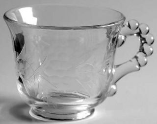Imperial Glass Ohio 3400 2 Punch Cup   Stem #3400,Gray Cut Floral On Bowl