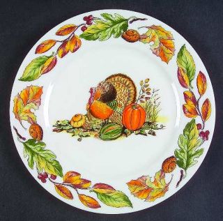 American Atelier Pilgrims Harvest Salad Plate, Fine China Dinnerware   Leaves,Nu