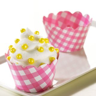 Pink Gingham Reversible Cupcake Wrappers