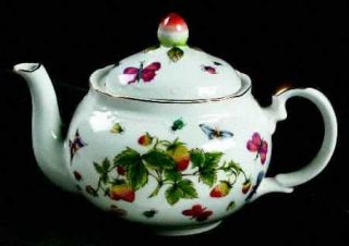 Royal Crown (Japan) Spring Time Teapot & Lid, Fine China Dinnerware   Strawberri