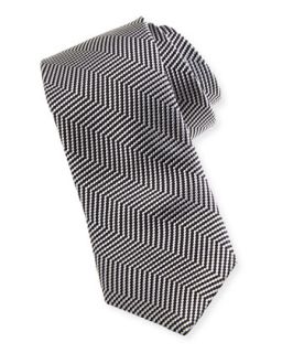 Zigzag Jacquard Contrast Tail Tie, Black